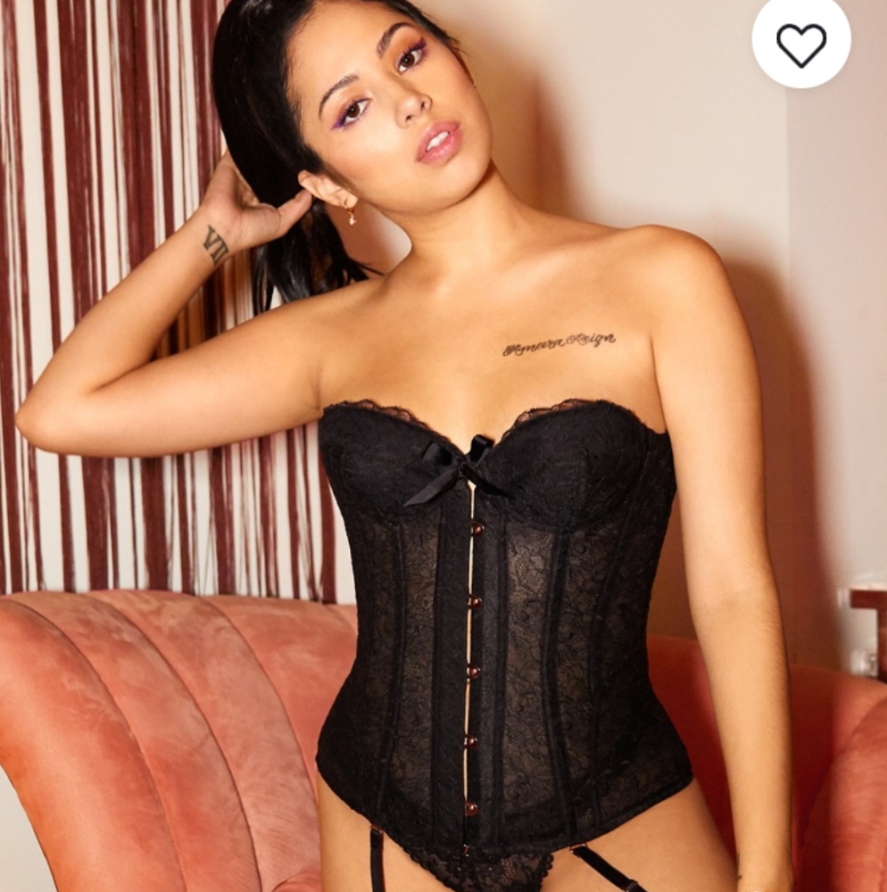 Savage Fenty Embroided Black Lace Corset